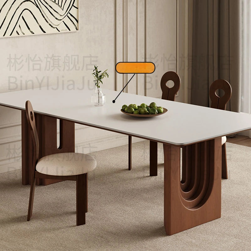 Expandable Wooden Dining Table—Modern Design with Folding Chairs