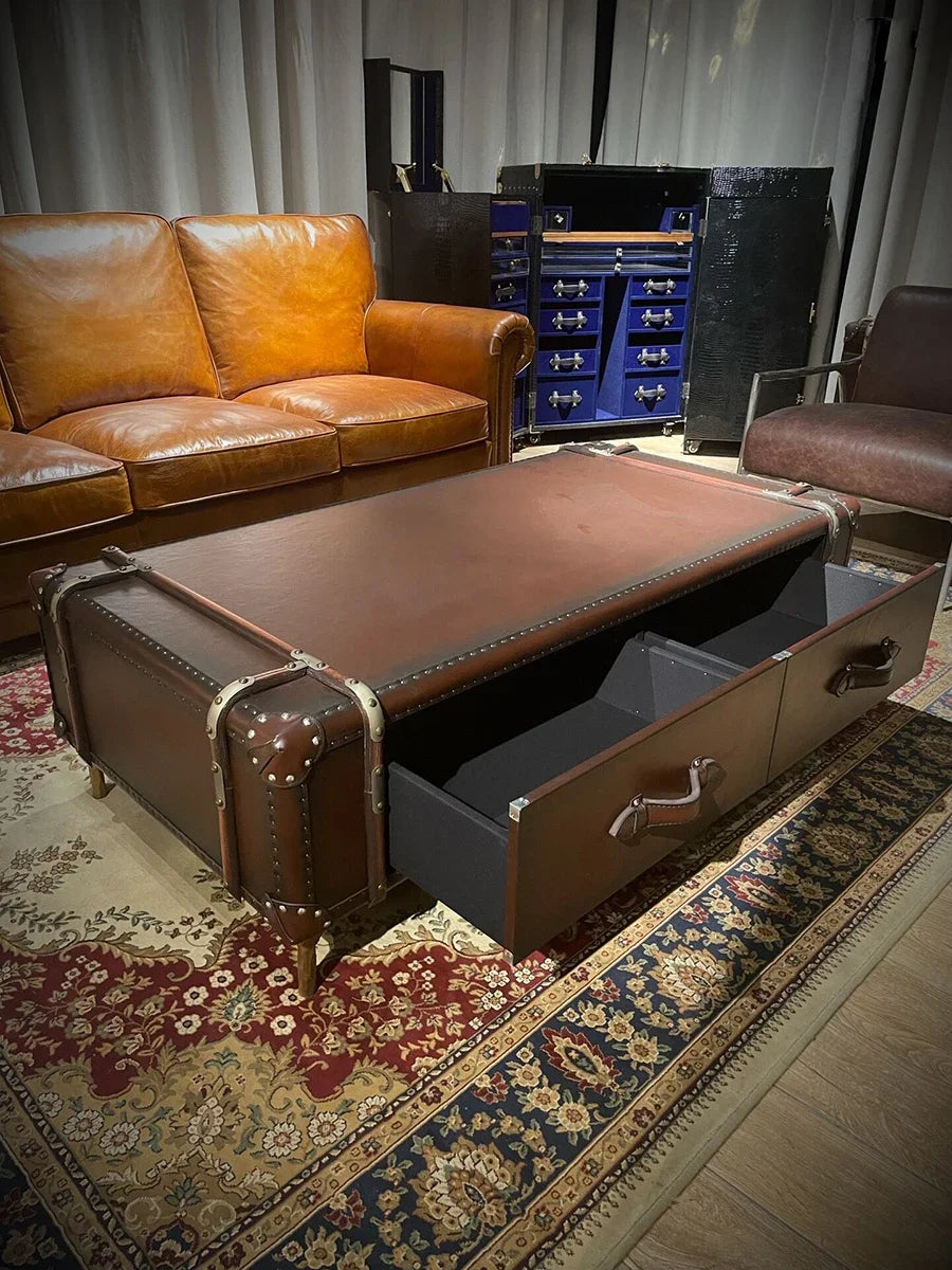 Vintage Leather Suitcase Coffee Table