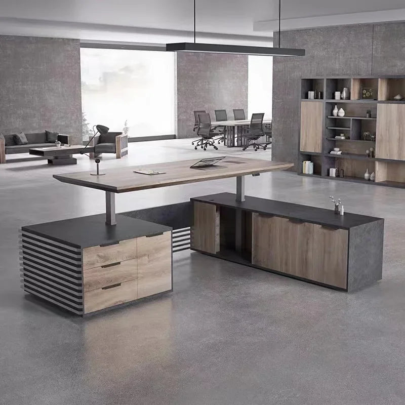 Premium Height adjustable Executive Desk Sit Stand Up Electric Lifting Dual Motor Smart Office Computer Wood Table