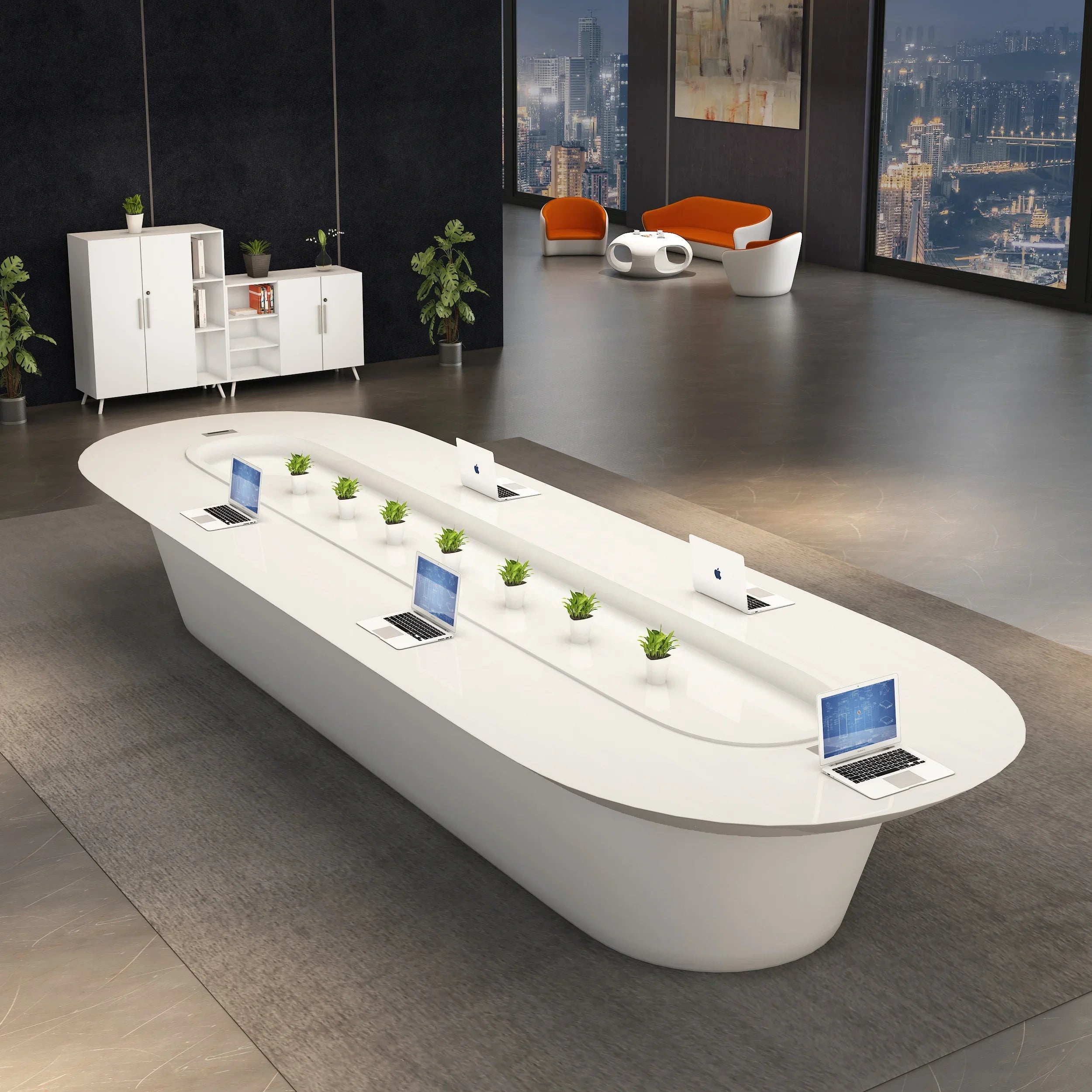 Affordable Modern Office Desk & Conference Chair Set