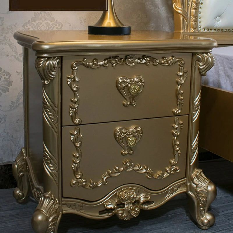 High quality Italian solid wood double bed French palace luxury princess bed villa leather bed customization bedroom set