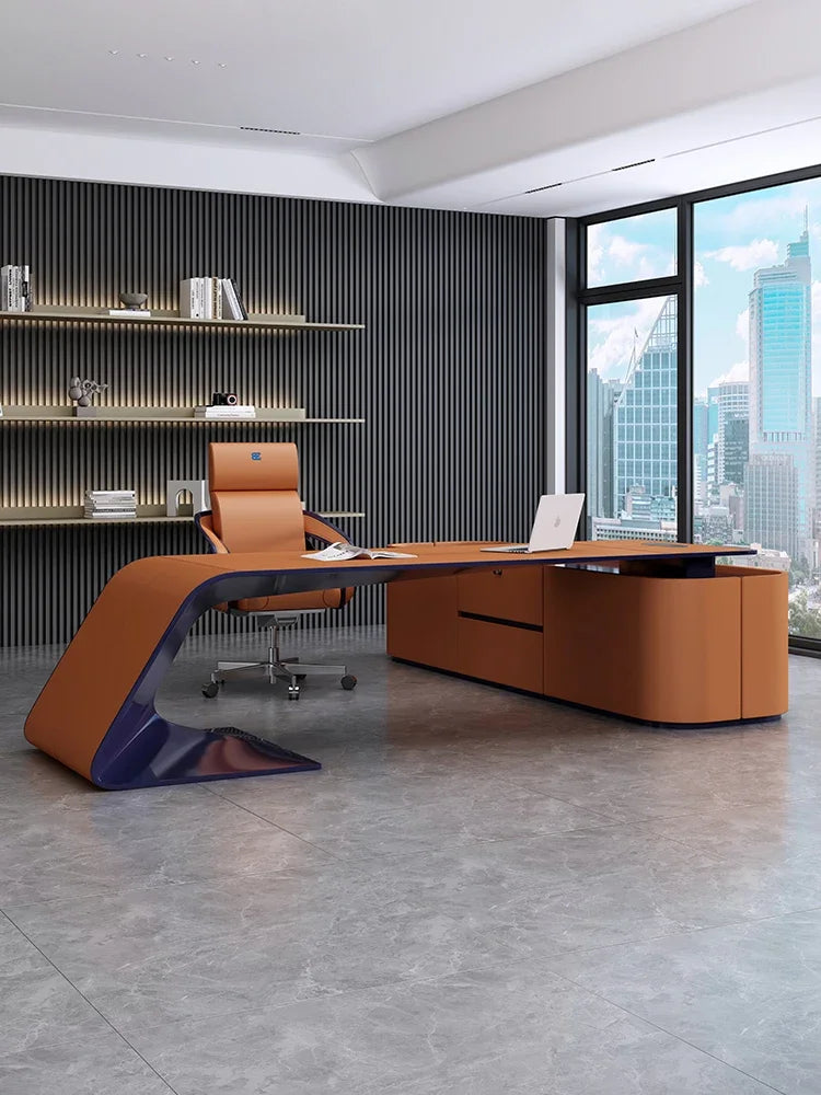 Italian Boss Table, President Table, Light Luxury, Modern High-end Villa, Large Desk, Office Leader, Office Desk And Chair