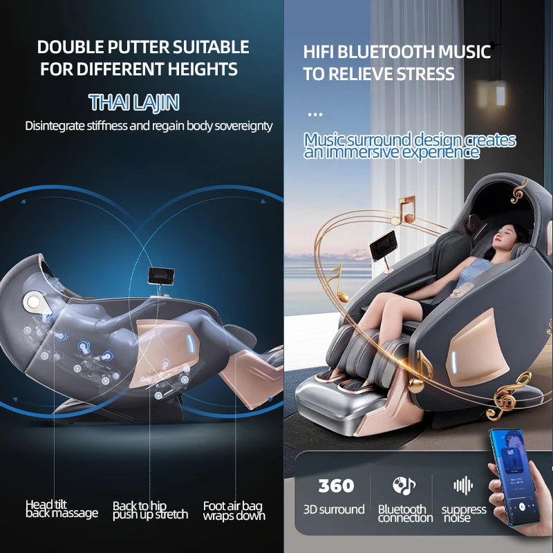 Dual-Core 4D SL-Track Zero Gravity Massager Chair – Full Body, Electric Leg Lift, 3D Home & Office Sofa with Warranty