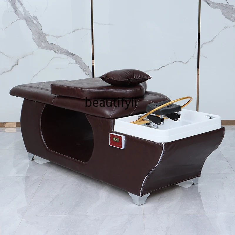 Barber Shop Shampoo Chair – Head Treatment, Fumigation, Water Circulation with Heater, Massage Shampoo Bed