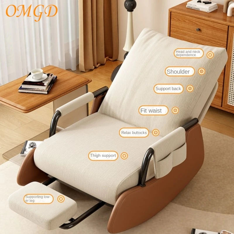 OMGD Rocking Chair Single Sofa Adult Leisure Recliner Balcony Lazy Chair Reclinable Living Room Sedentary Living Room Sofa