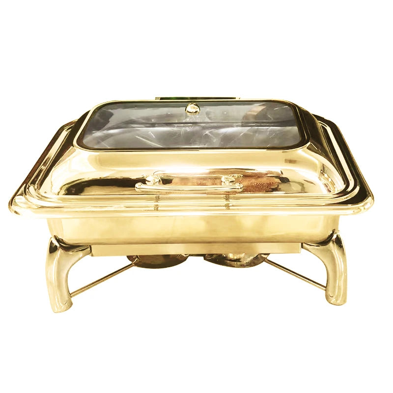 electricity stainless steel chafing dish silvery/gold buffet food warmer set