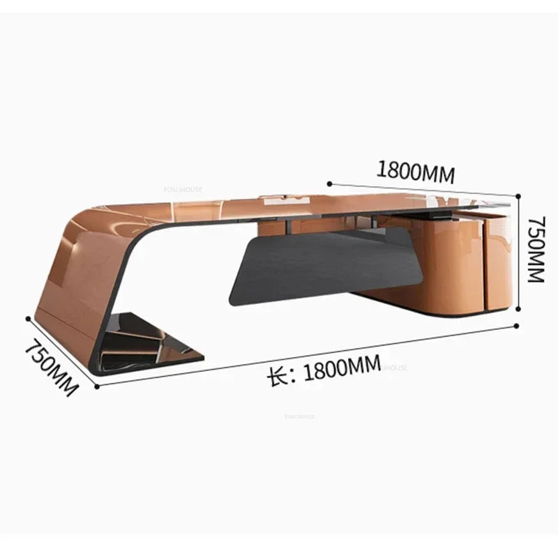 Advanced Paint Office Desk – Designer High-End Boss Desk, Creative White Manager & Executive Table, Fashionable Furniture