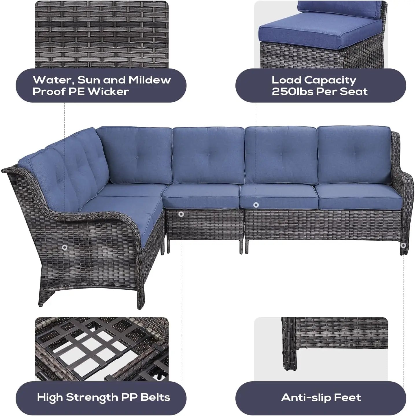 Swivel Glider Rocker Chairs with Blue Cushions, ideal for casual backyard gatherings.