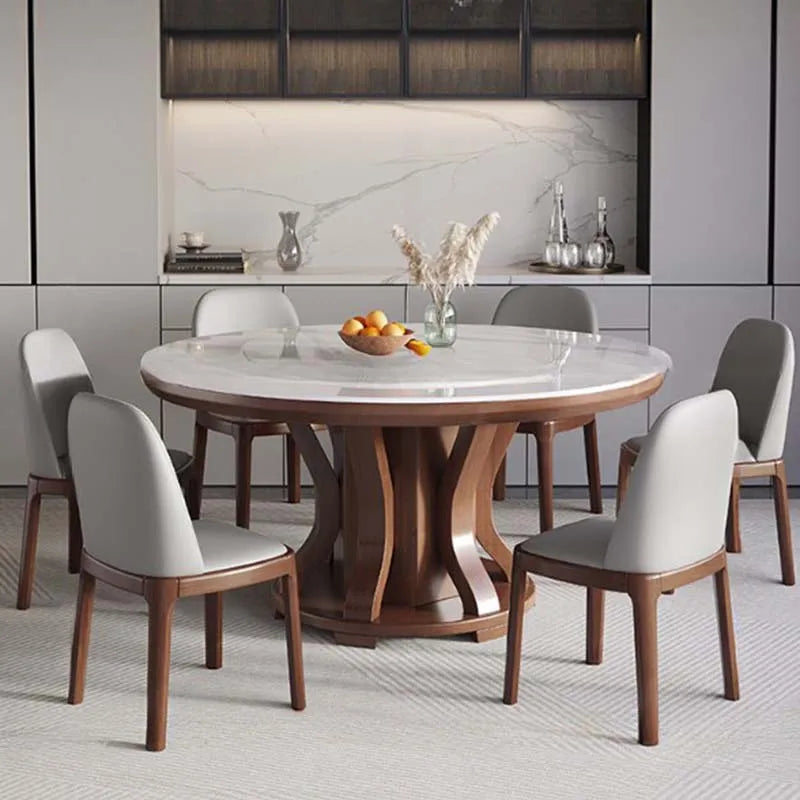 Kitchen Round Dining Table Set Modern Rotator Designer Luxury Dining Table Living Room Nordic Mesas Restaurante Home Furniture