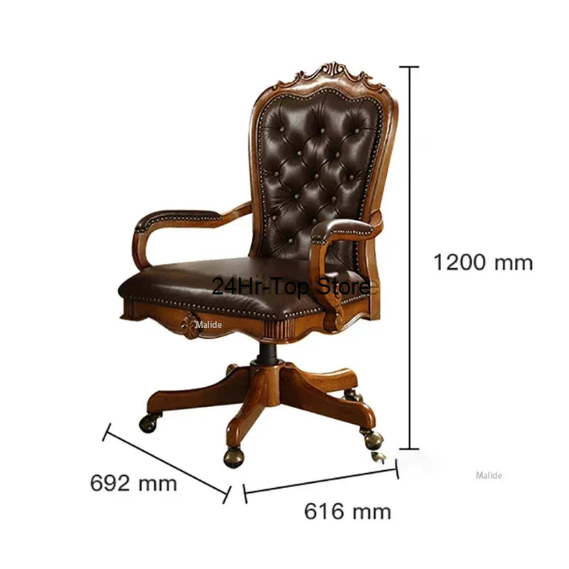 Modern American Leather Office Chair – Soft Cushion Backrest
