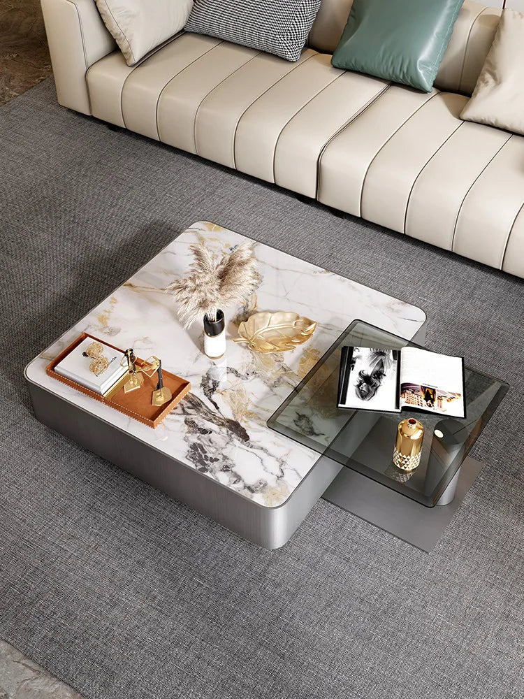 Modern light luxury square slate coffee table