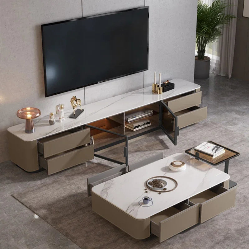 Entertainment Center: Nordic Furniture Display Cabinet for Living Room with TV Drawer and Pedestal Stand