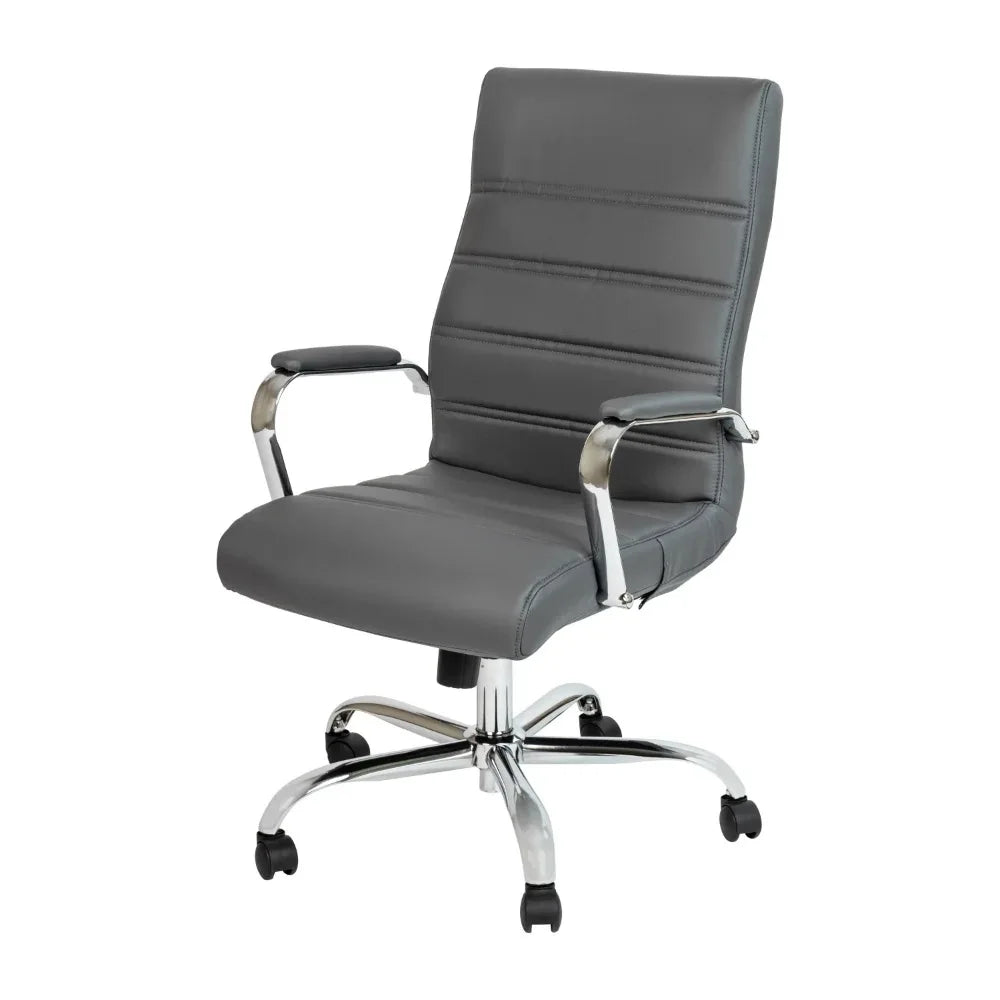 Flash Furniture High Back Black Leather Soft Executive Swivel Office Chair With Gold Frame Arms