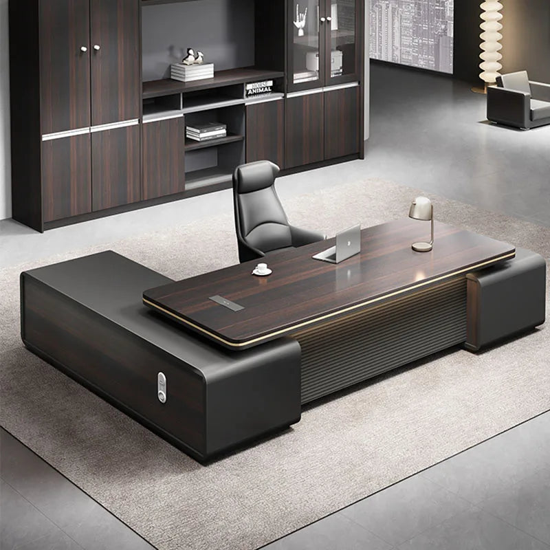 Luxury European executive desk with floor storage and drawers