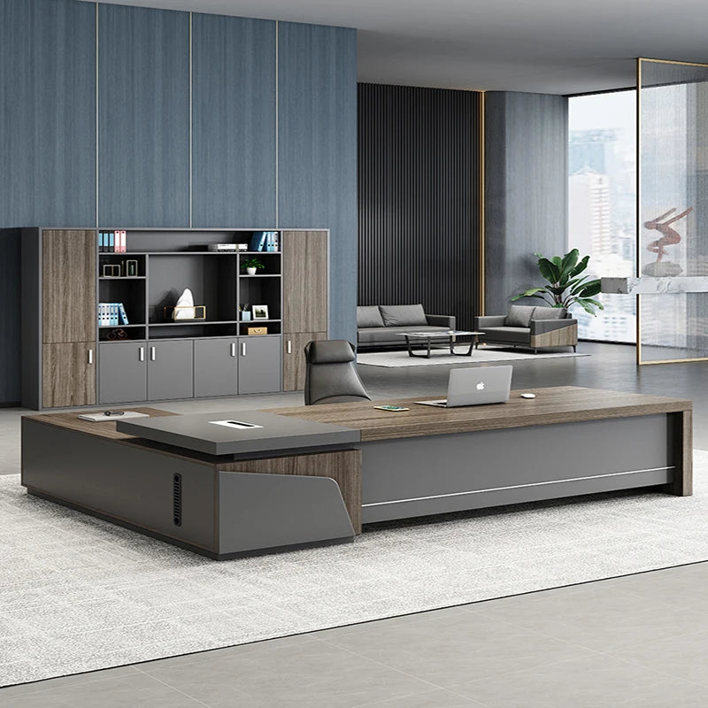 Luxury Office Desk: Modern Metal Storage with Corner Design