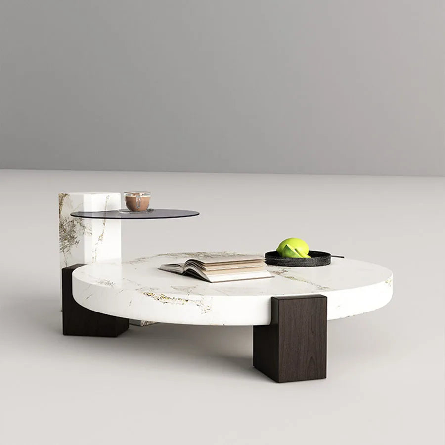 Elegant Small Coffee Table: Luxury Universal Storage with Glass and Marble, Vintage Italian Art Design