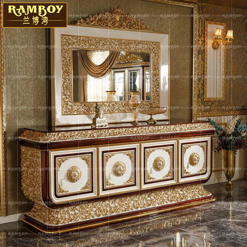 French luxury all solid wood side cabinet European high-end storage decorative cabinet