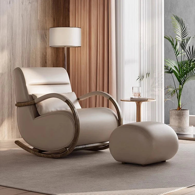 Nonslip Armrest Living Room Chairs Wood Simple Modern Recliner Rocking Chairs Nordic Lazy Ergonomic Sedie Da Soggiorno Furniture