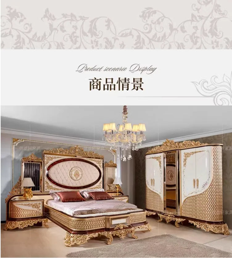 European Solid Wood Luxury Wardrobe – French Style, Customizable Villa Storage Cabinet