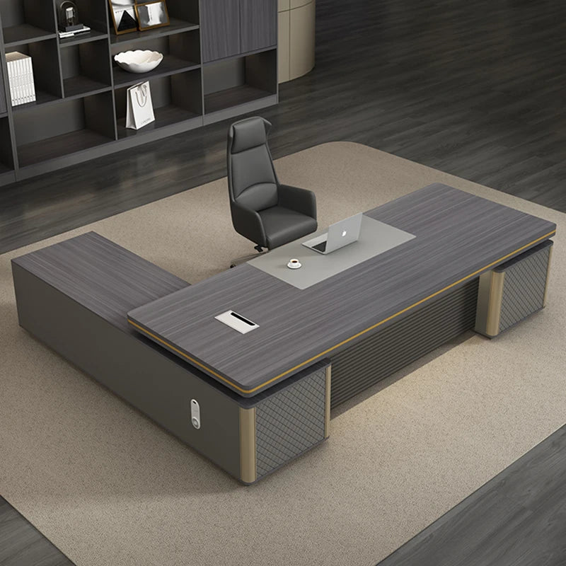 L-shaped writing  and gaming desk