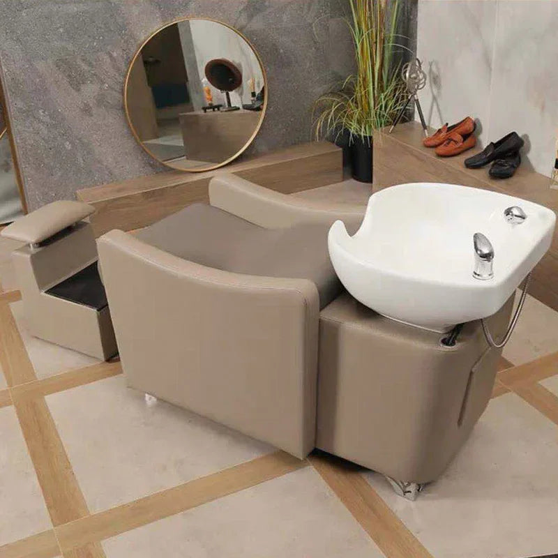 Professional Hair Salon Washbasin Barber Wash With Chair Chinese Spa Basin Chairs Beauty Hydraulic Massage Bed Japanese Styling
