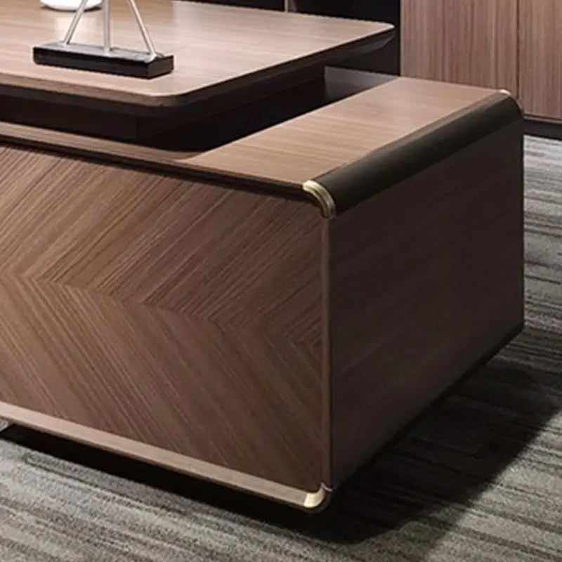 Customize Antique Office Boss Table Design Modern L Shape Ceo Table And Chair Set Executive Desk