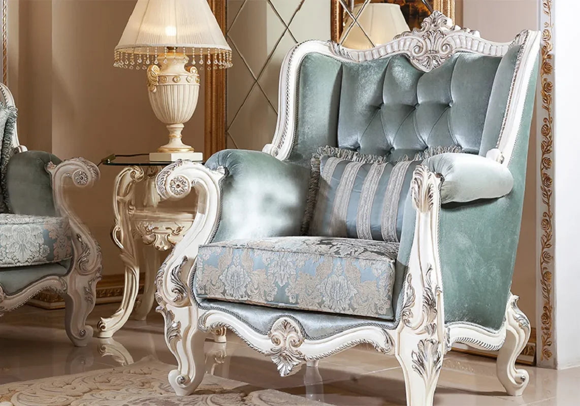 European Fabric Sofa 123 Combo – French Luxury Palace-Style, Classic Living Room Sofa