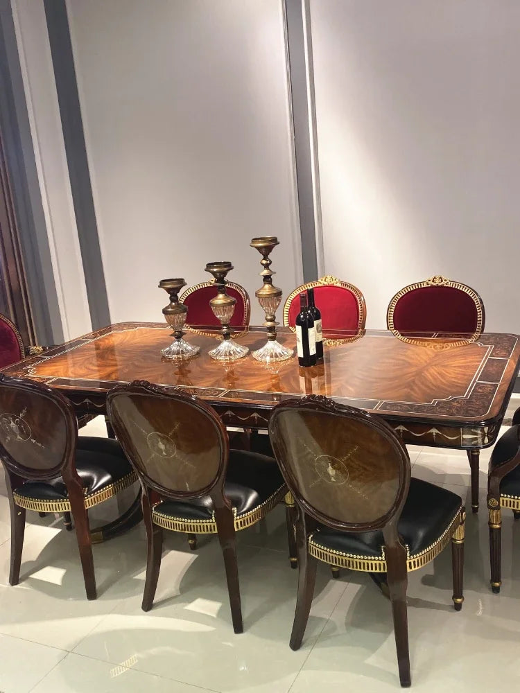 Custom Alexander Villa Dining Table: British Classical Mahogany with Inlaid Shell