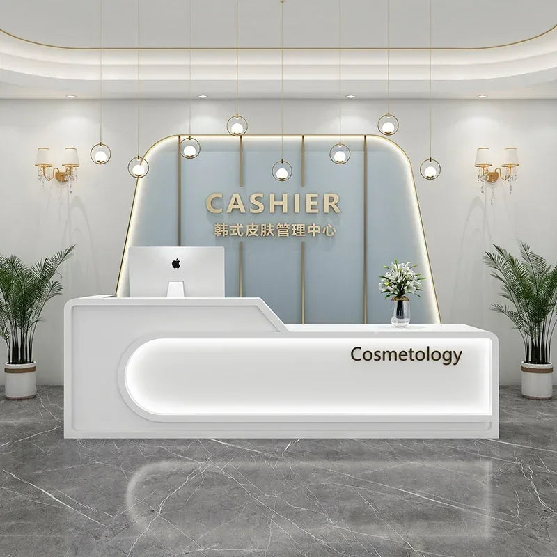 Party Reception Tables and Beauty Salon Storage—Cash Register Counters and Cosmetics Desks