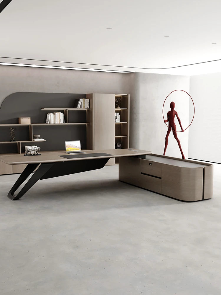 Solid Wood Boss Table Simple Modern High-end Large Desk Office President Table Single Leader Office Desk And Chair Combination