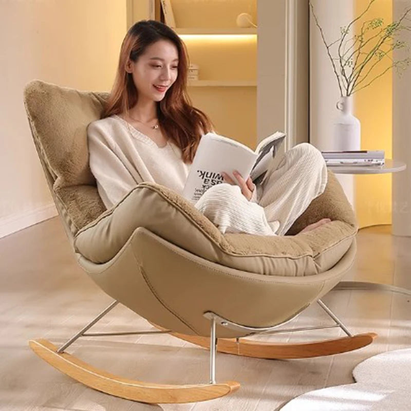 Nordic Design Pink Recliner Chair – Luxury Rocking Chair
