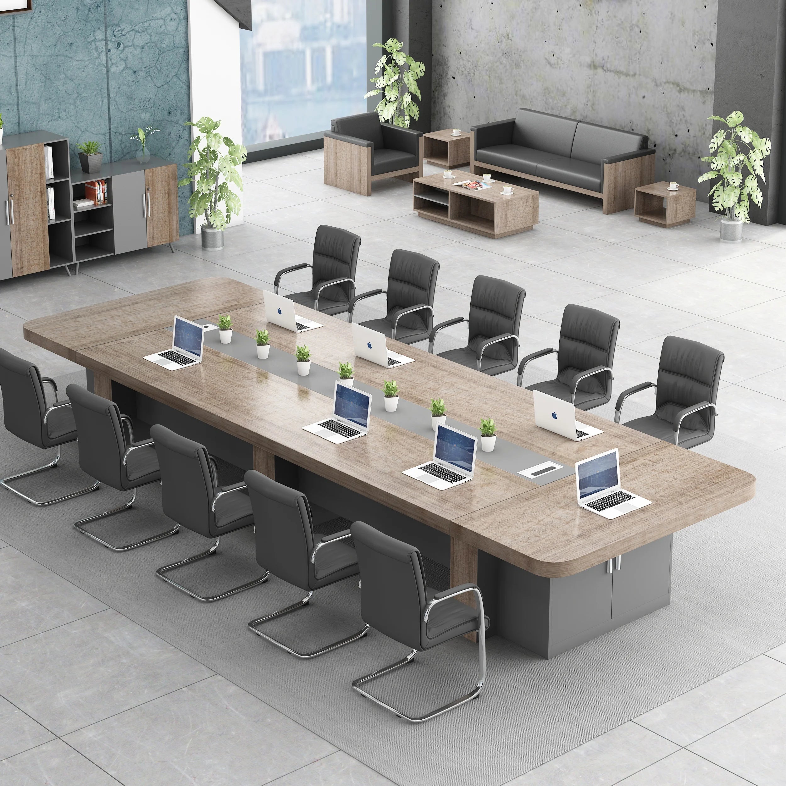 Modern Long Conference Table & Chairs for 8 people
