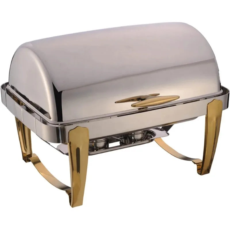 Rectangle Chafing Dish Food Warmer With Golden Feet stainless steel buffet dome top chafing dish serving set food warmer buffet