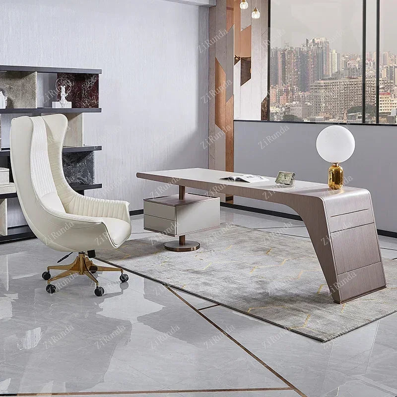 Italian light luxury desk, office desk, boss desk combination, home designer Giorgetti computer desk, long strip table