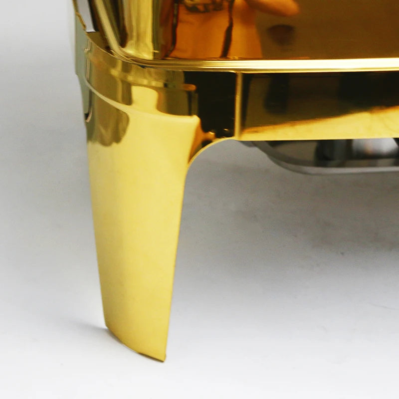 Luxury Restaurant Hotel Roll Top Chaffers Chafing Dish Stainless Steel Commercial Gold Heater Buffet Food Warmer Set