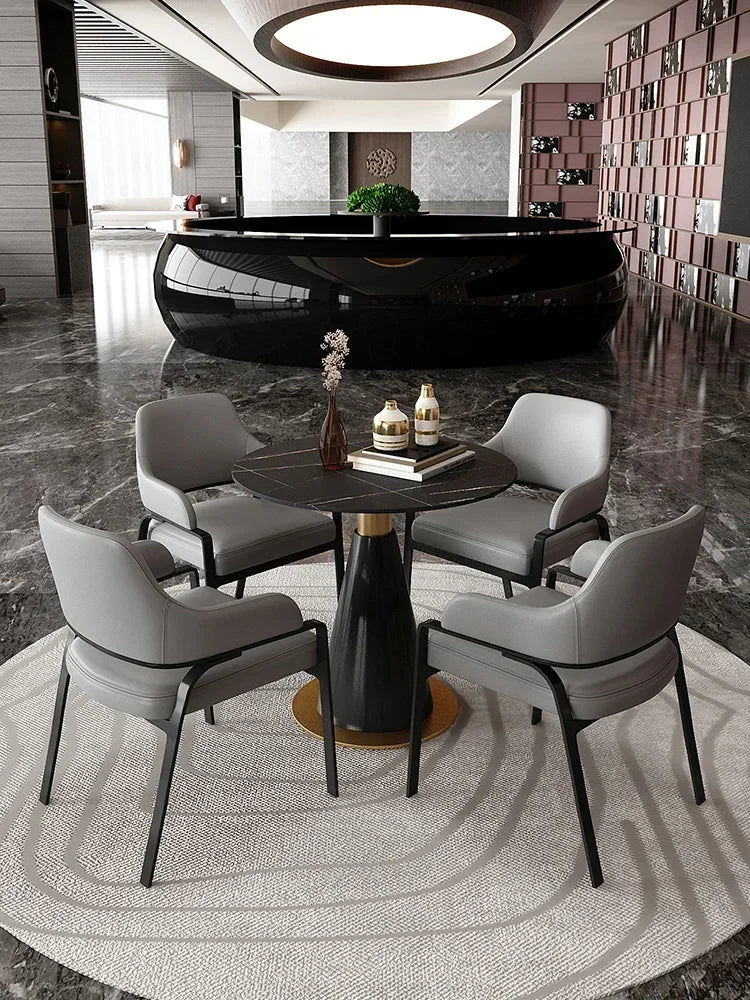 Modern Light Luxury Nordic Negotiation Table & Chairs – Small Round Dining Set