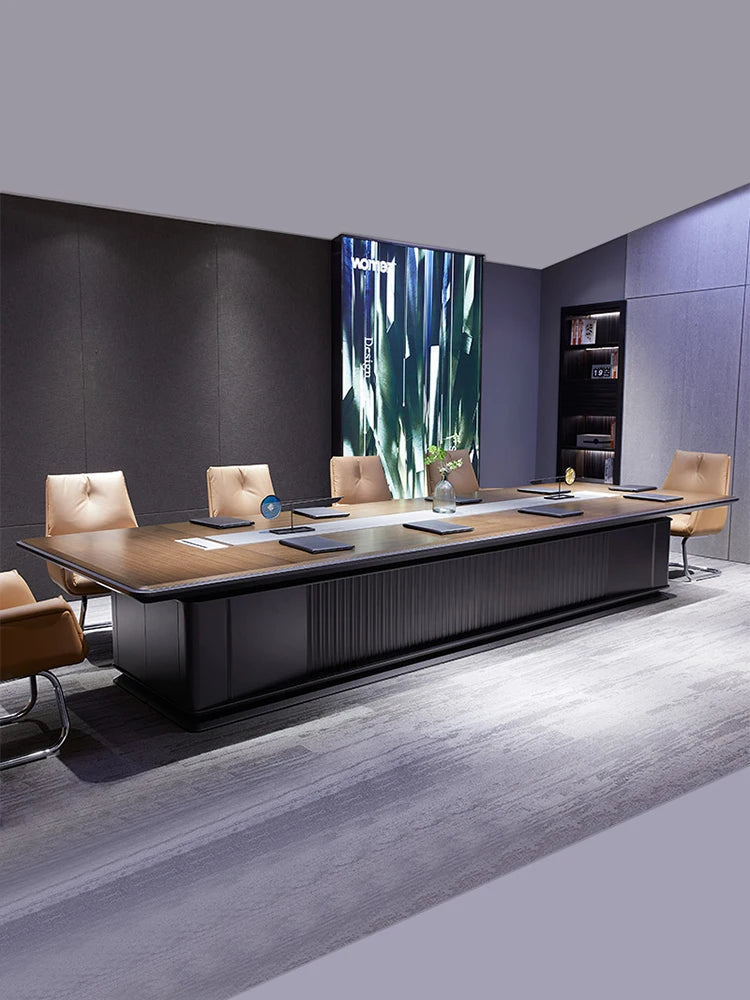 High-End Conference Table & Chair Set – Long, Light Luxury, Business Office Furniture