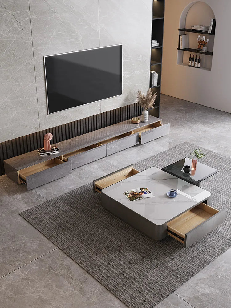 Modern light luxury square slate coffee table