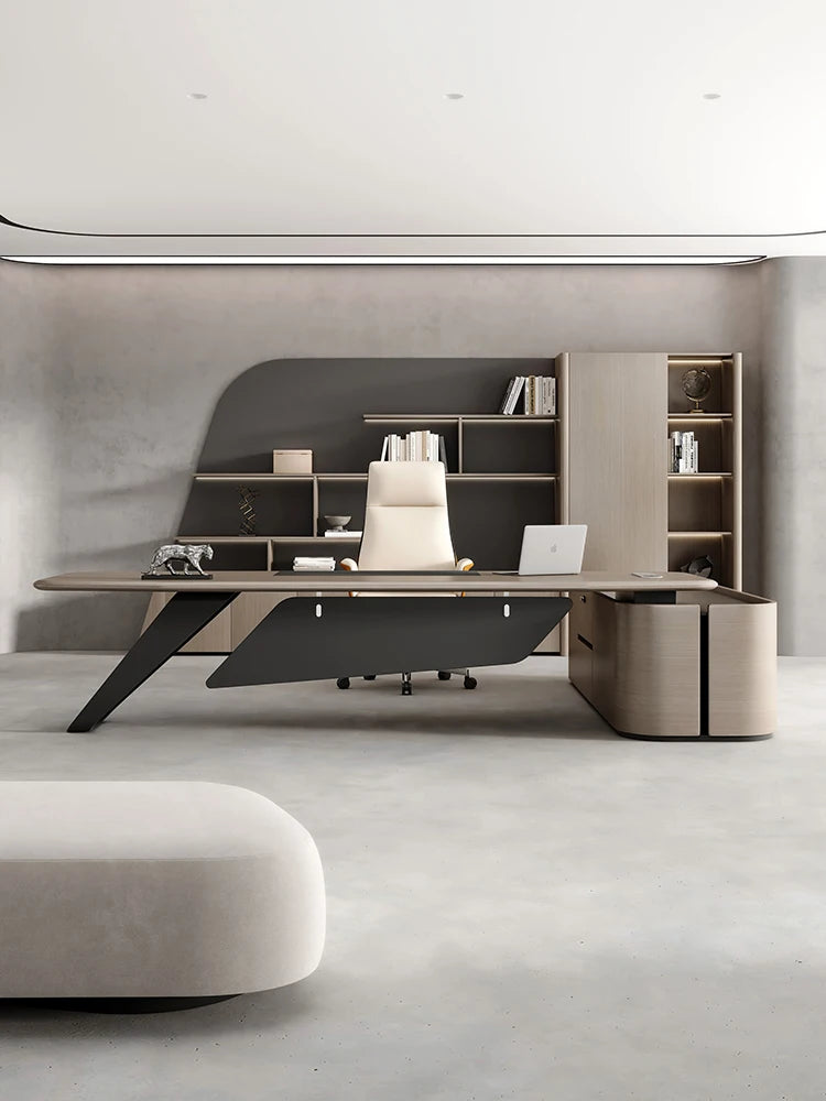 Solid Wood Boss Table Simple Modern High-end Large Desk Office President Table Single Leader Office Desk And Chair Combination