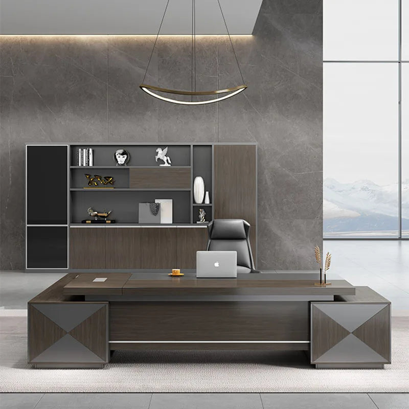 Black auxiliary L-Shaped Desk