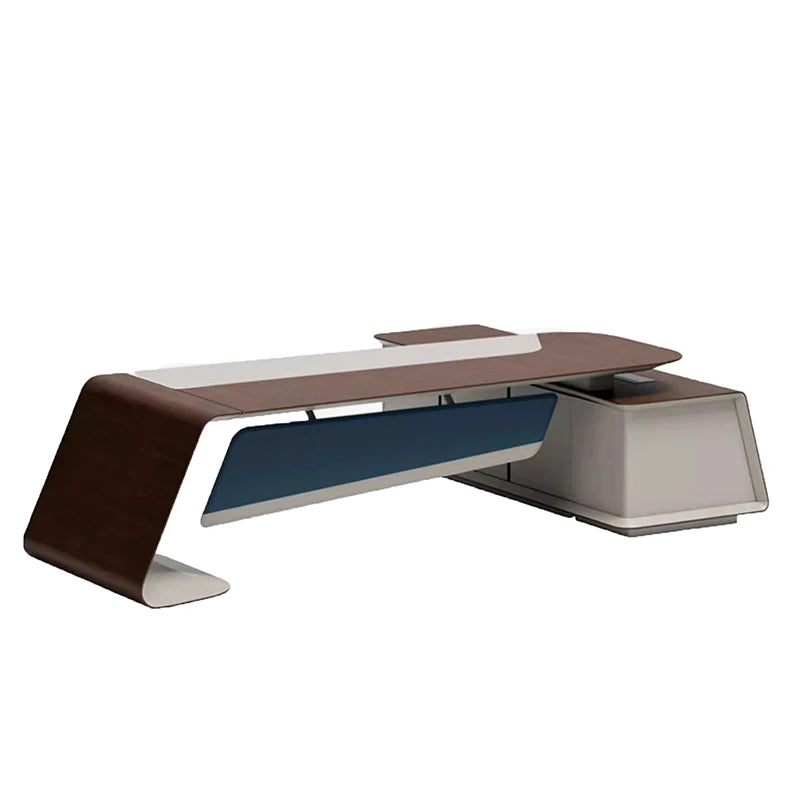 Aesthetic study and office desk with drawers, corner design, and organizer; perfect for meetings and home decor.