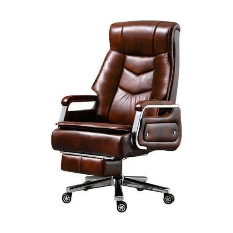 Nordic Ergonomic Office Chair – Mobile Leather Recliner with Massage Feature