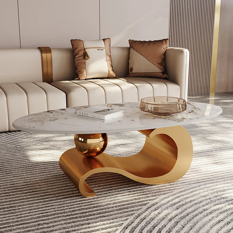 Luxury Nordic Marble Coffee Table – Designer Base