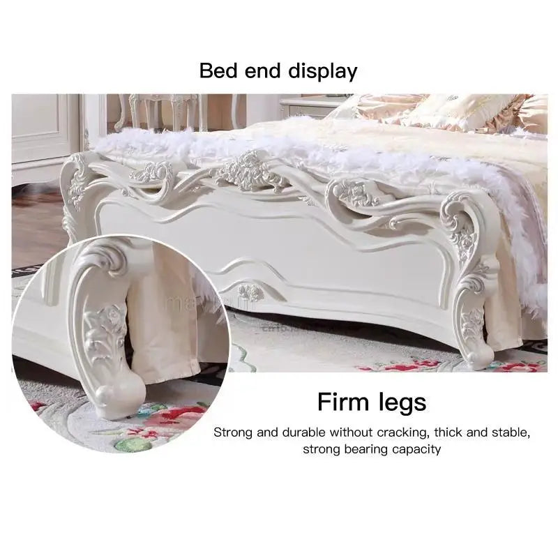 European Style Double Bed – Minimalist Princess Design for Master Bedroom