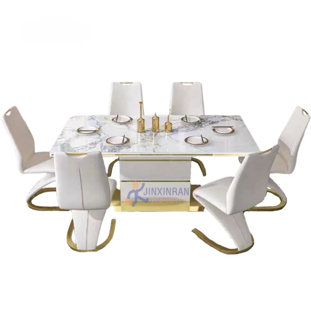 Luxury Gold Stainless Steel Hotel Chair Household Furniture Dining Room Leather Dining Chair