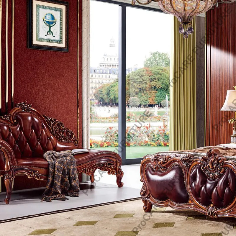 Italian European Solid Wood Villa Bed – Luxurious Carved Wedding Bed