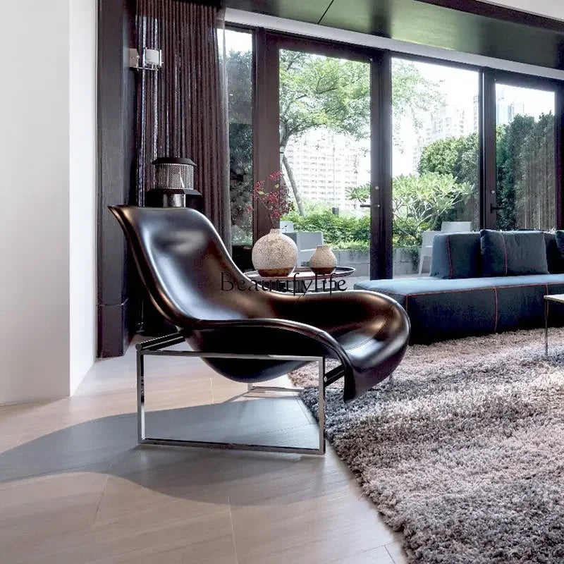 Italian minimalist single sofa lazy chair, Nordic living room duck tongue design recliner