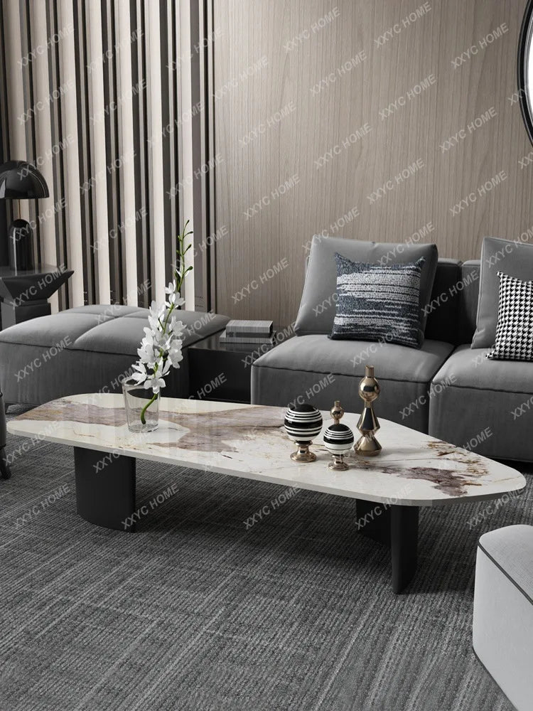 Light luxury coffee table with a unique stone plate design