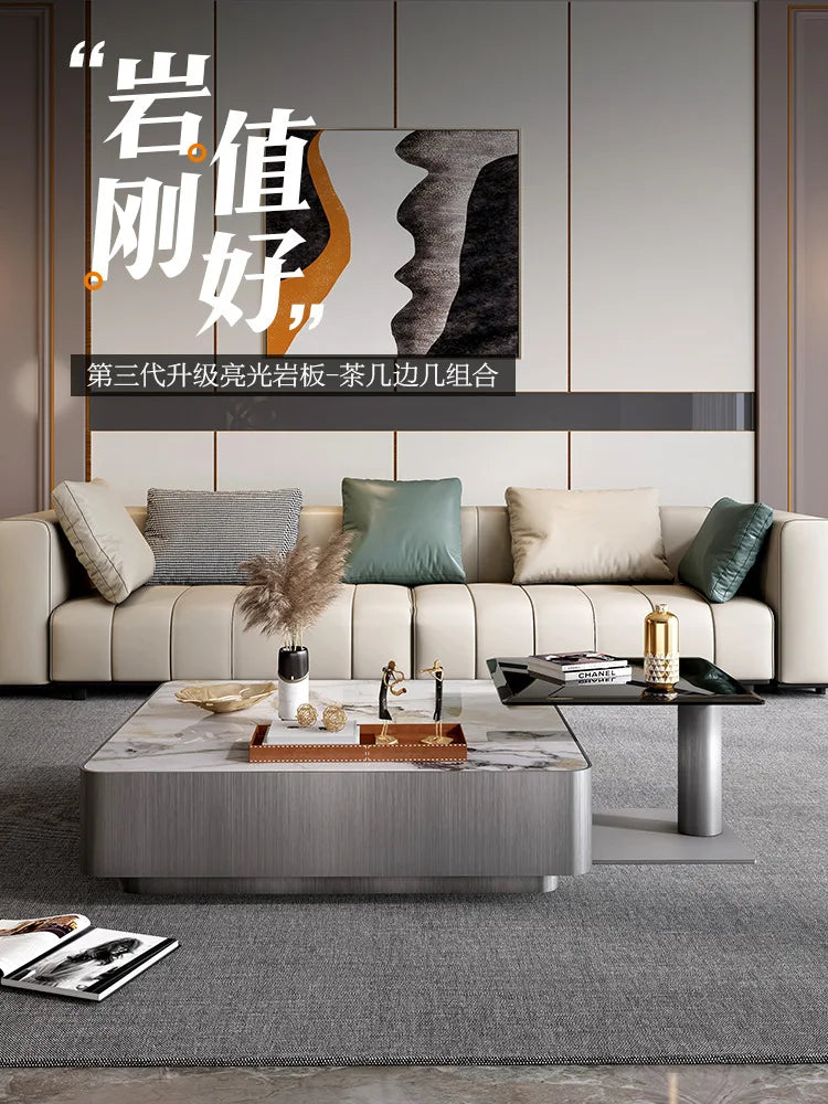 Modern light luxury square slate coffee table