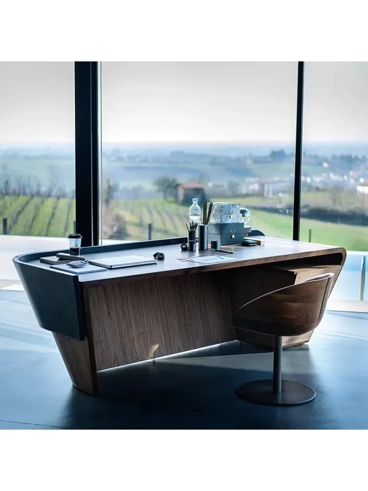 Italian light luxury desk hard leather high-end desk computer desk